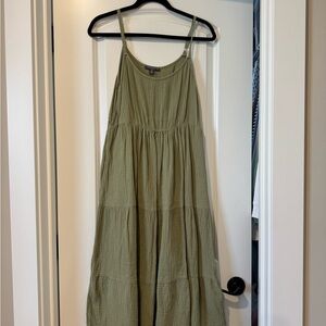 Chelsea & Theodore Olive Tiered Maxi Dress